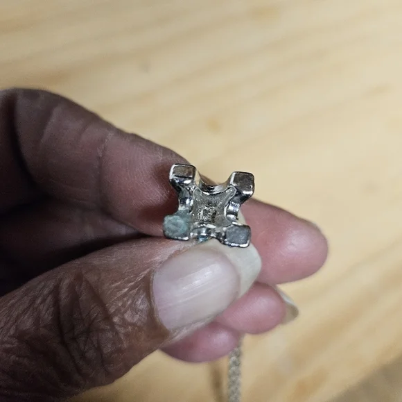 4-sided Blue Rhinestone Eiffel Tower Pendant Necklace - Picture 6 of 6